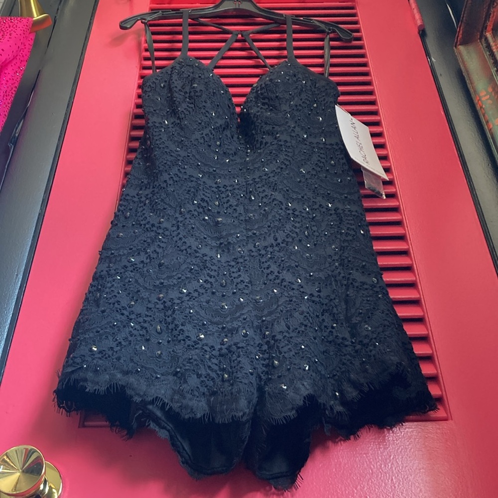 NWT RACHEL ALLAN SIZE 12 LACE/RHINESTONE JUMPER